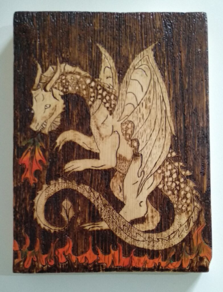 tableau dragon flammes